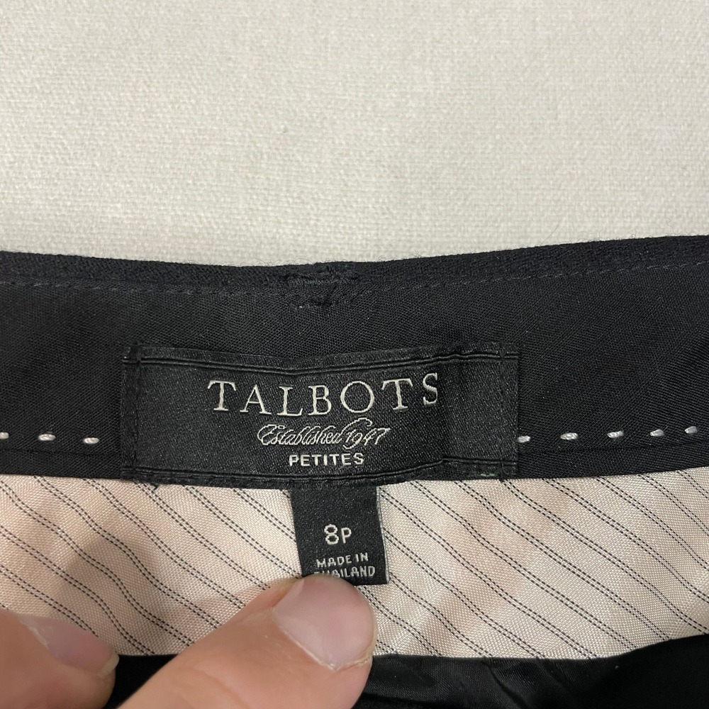 Talbots Petites Black Wool Blend Flare Dress Pants Career Trousers - Size 8P - Picture 7 of 8